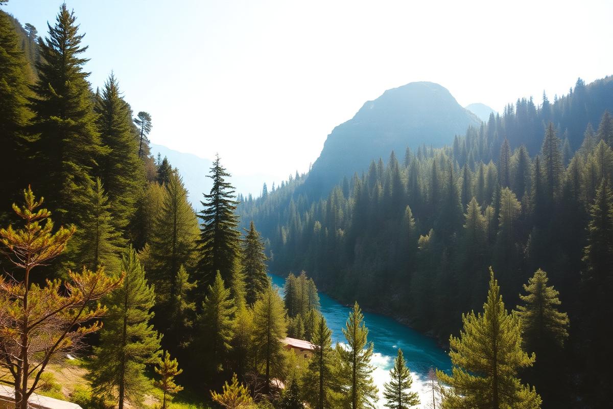 The Rugova Gorge near Peja, with pine forest and a turquoise river